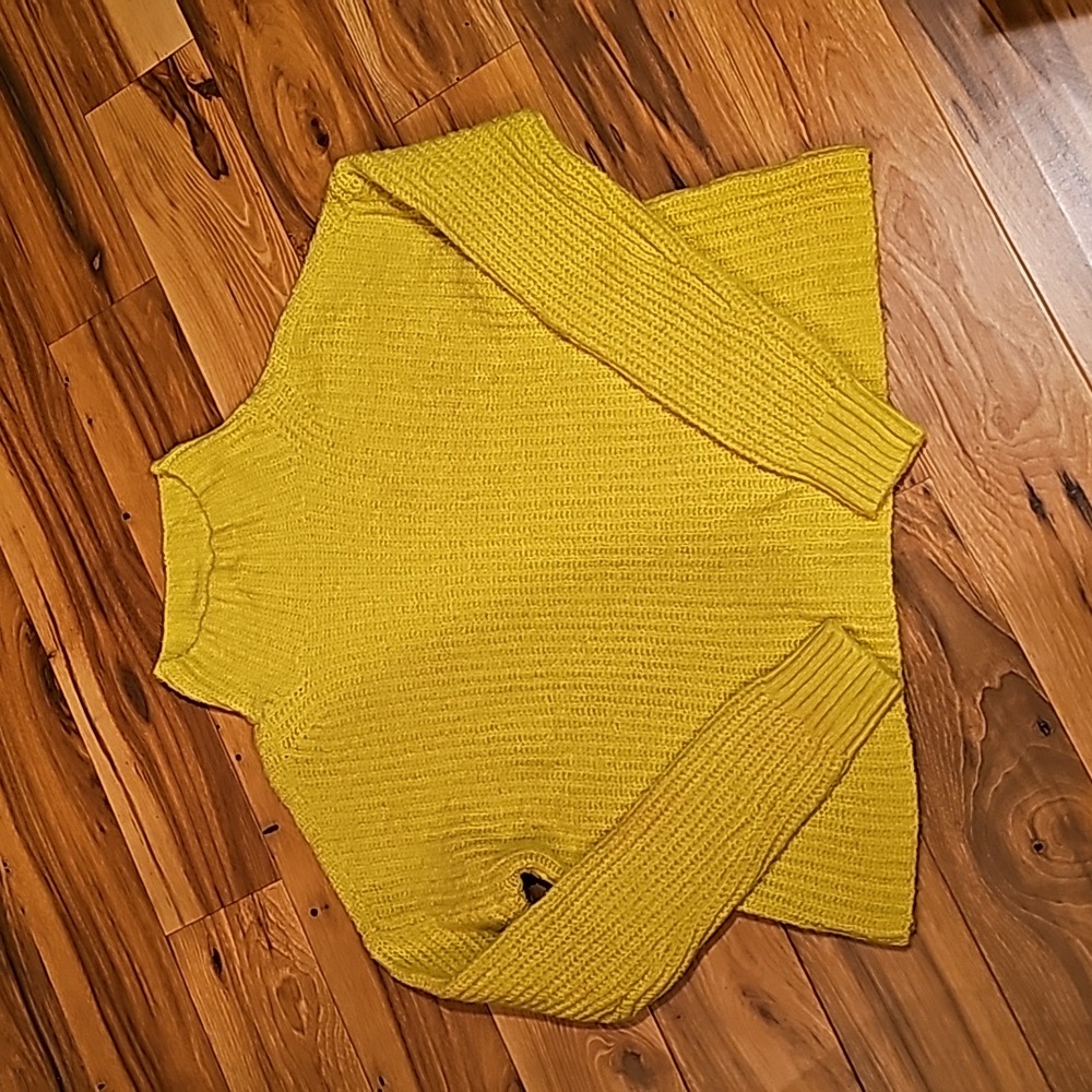 Anthropologie, yellow, mock neck, wide body sweater, medium yellow color, small
